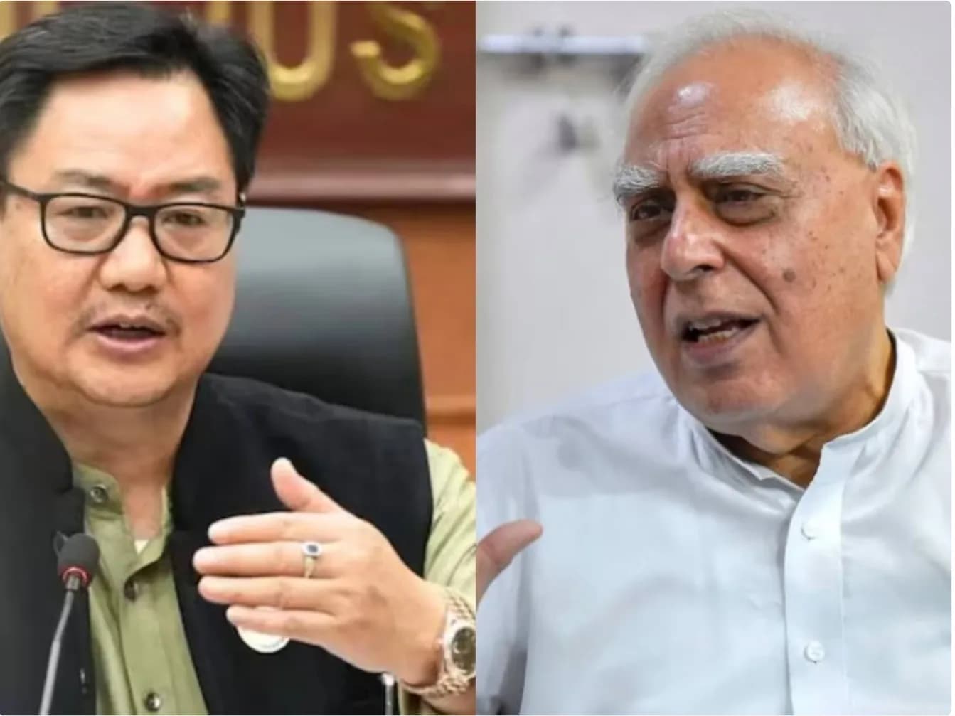 एक आदमी काले चश्मे और काले कोट में बोल रहा है, जबकि दूसरा आदमी सफेद शर्ट में बोल रहा है।